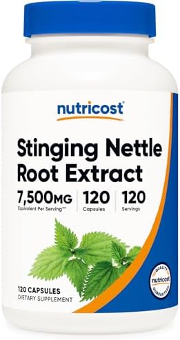 Nutricost Stinging Nettle Root Extract 7500mg Equivalent  120 Capsules   Vegetarian Friendly  Non GMO  Gluten Free  Pack of 2 