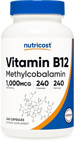 Nutricost Vitamin B12  Methylcobalamin  1000mcg  240 Capsules   Vegetarian  Non GMO & Gluten Free B12 Supplement