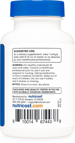 Nutricost Vitamin D3 2000 iu Softgels  240 Softgels   Non GMO & Gluten Free