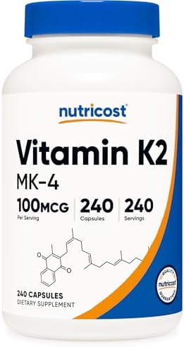 Nutricost Vitamin K2  MK4  240 Capsules  100mcg    Gluten Free and Non GMO
