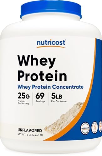 Nutricost Whey Protein Powder  Unflavored  5 pounds   from Whey Protein Concentrate