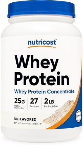 Nutricost Whey Protein Powder  Unflavored  5 pounds   from Whey Protein Concentrate