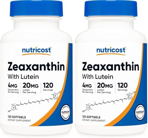 Nutricost Zeaxanthin with Lutein 20mg    Potent  Non GMO  Gluten Free 120 Softgels  Pack of 2