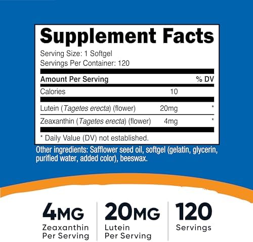 Nutricost Zeaxanthin with Lutein 20mg    Potent  Non GMO  Gluten Free 120 Softgels  Pack of 2