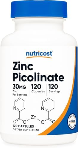 Nutricost Zinc Picolinate 30mg  240 Capsules   Gluten Free and Non GMO