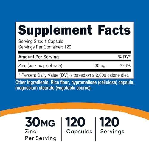 Nutricost Zinc Picolinate 30mg  240 Capsules   Gluten Free and Non GMO