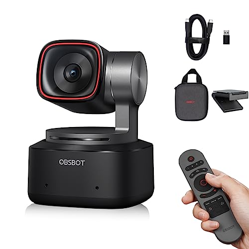OBSBOT Tiny 2 AI Powered PTZ 4K Webcam 1/1 5 CMOS 4X Faster Focusing USB 3 0 10x Faster Data Transmission Voice Control  W Tiny Smart Remote 2