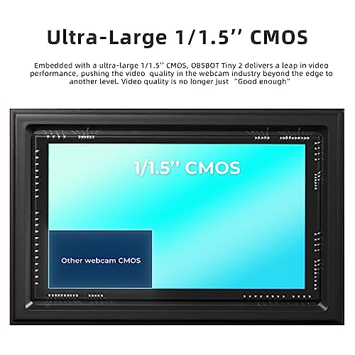 OBSBOT Tiny 2 Cámara web PTZ 4K alimentada por IA 1/1.5 "CMOS 4 veces más rápido enfoque USB 3.0 10x más rápido transmisión de datos control de voz, W Tiny Smart Remote 2