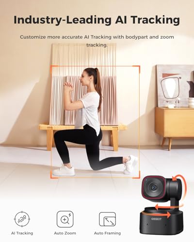 OBSBOT Tiny 2 Lite 4K Webcam for PC AI Tracking PTZ Streaming Camera with 1/2 Sensor Gesture Control 60 FPS HDR Microphones Web Camera for Desktop Computer Laptop Meeting Video Calls etc