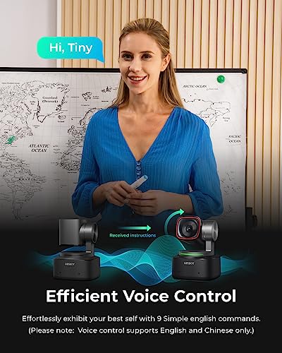 OBSBOT Tiny 2 Webcam 4K Control de voz PTZ, seguimiento AI multimodo y enfoque automático, cámara web con sensor de 1/1.5 pulgadas, control de gestos, 60 FPS, corrección de luz HDR, cámara web para