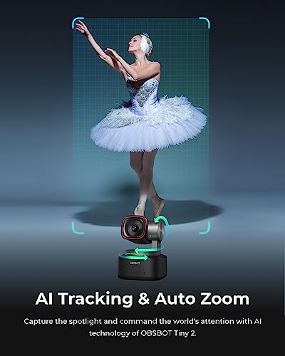 OBSBOT Tiny 2 Webcam 4K Voice Control PTZ  AI Tracking Multi Mode & Auto Focus  Web Camera with 1/1 5 Sensor  Gesture Control  60 FPS  HDR Light Correction  Webcam for PC  Streaming  Meeting  etc 