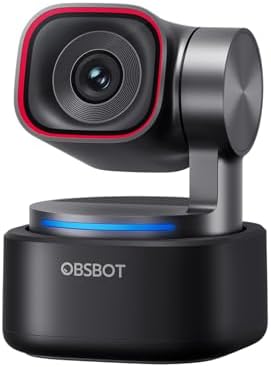 OBSBOT Tiny 3 AI Powered Spatial Audio 4K Webcam  AI Tracking PTZ Camera with 1/1 28 Sensor  Tri Mic  Voice & Gesture Control  120FPS  HDR  Web Cam for PC  Laptop  Streaming  Meeting  Switch 2  etc 