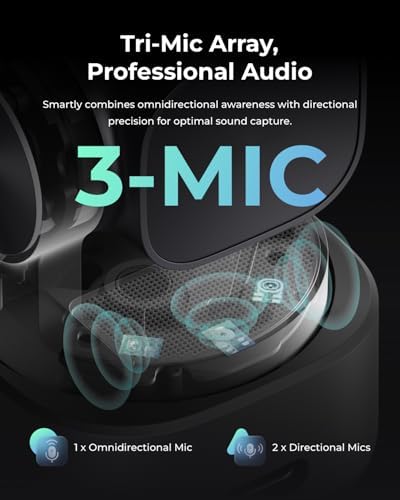 OBSBOT Tiny 3 AI Powered Spatial Audio 4K Webcam  AI Tracking PTZ Camera with 1/1 28 Sensor  Tri Mic  Voice & Gesture Control  120FPS  HDR  Web Cam for PC  Laptop  Streaming  Meeting  Switch 2  etc 