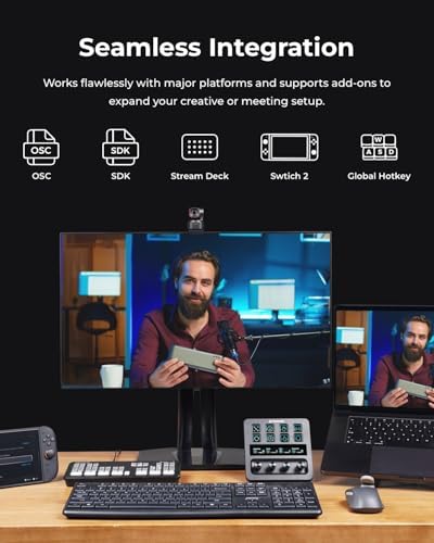 OBSBOT Tiny 3 AI Powered Spatial Audio 4K Webcam  AI Tracking PTZ Camera with 1/1 28 Sensor  Tri Mic  Voice & Gesture Control  120FPS  HDR  Web Cam for PC  Laptop  Streaming  Meeting  Switch 2  etc 