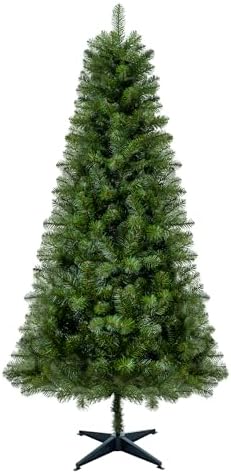 OCACA 6FT Unlit Artificial Christmas Tree with PVC Branch Tips  Full Shape Hinged Branch Design  Stable Four Leg Stand  Classic Green Indoor Holiday Décor Xmas Tree for Home Small Spaces