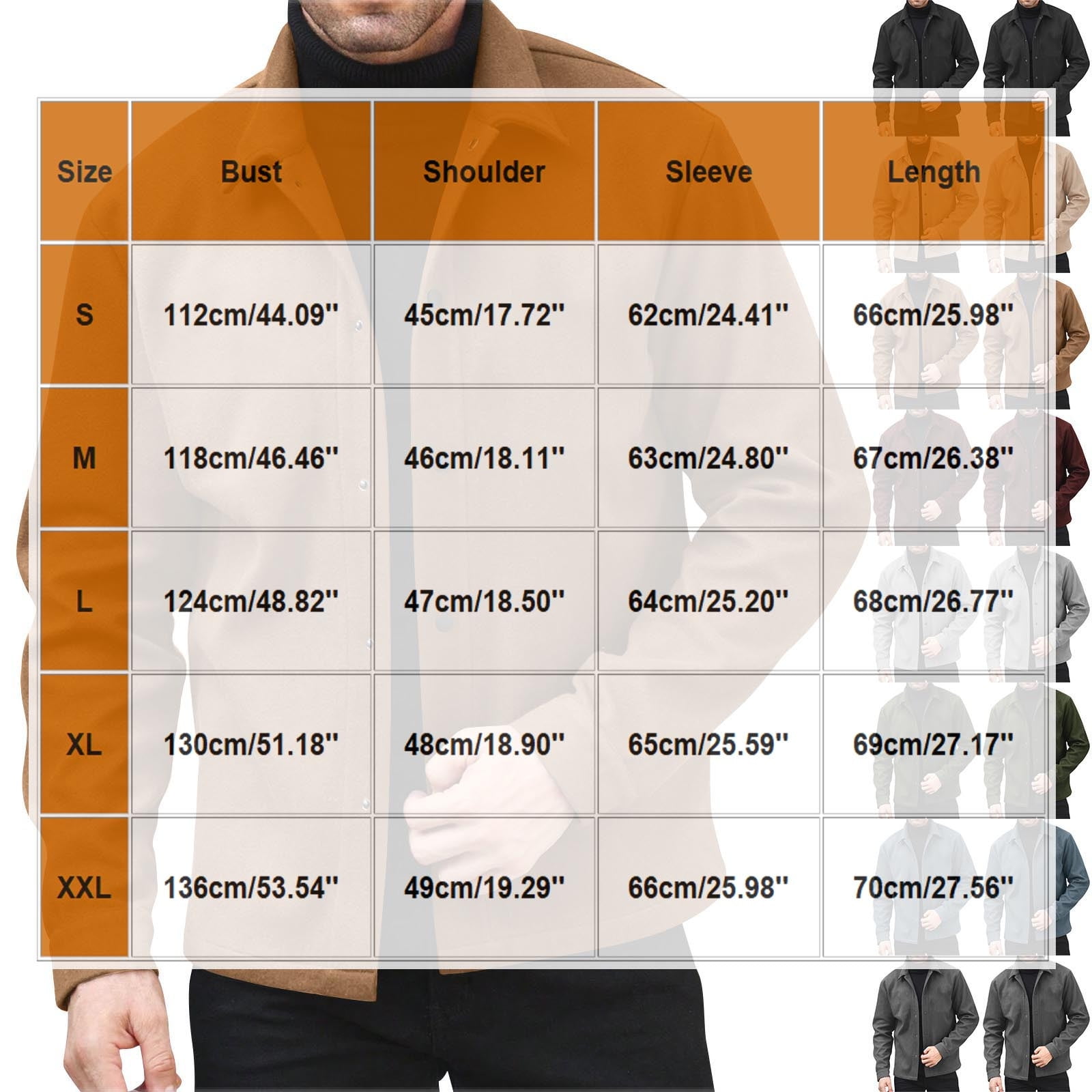 OGLCCG Men s Wool Bomber Jacket Casual Single Breasted Woolen Blend Coat Solid Color Turn Down Collar Long Sleeve Jacket XXL Black