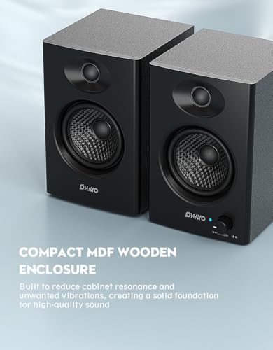 OHAYO 60W Computer Speakers for Music and Gaming  Active Bluetooth 5 3  Stereo 2 0 Speakers for Desktop PC or Laptop  3 5mm Aux RCA USB Input  1 Pair  Black