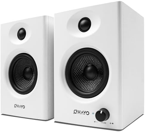 OHAYO 60W Computer Speakers for Music and Gaming  Active Bluetooth 5 3  Stereo 2 0 Speakers for Desktop PC or Laptop  3 5mm Aux RCA USB Input  1 Pair  Black