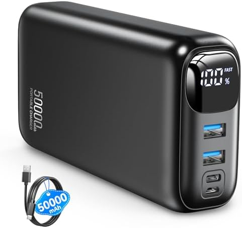 OHOVIV Portable Charger 50000mAh Power Bank   22 5W Fast Charging External Battery Pack USB C Portable Phone Charger for iPhone 17/16/15/14/13 Pro Android Samsung  for Travel Camping Essential