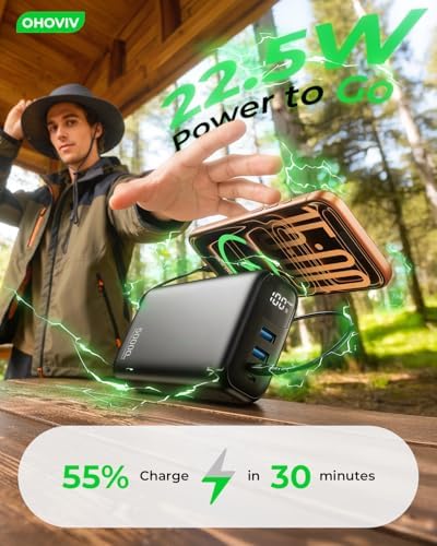 OHOVIV Portable Charger 50000mAh Power Bank   22 5W Fast Charging External Battery Pack USB C Portable Phone Charger for iPhone 17/16/15/14/13 Pro Android Samsung  for Travel Camping Essential