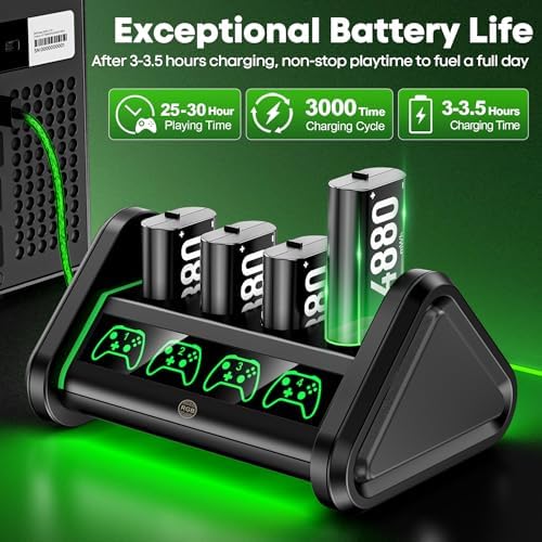 OIVO Rechargeable Battery for Xbox One/Series X/S  4 x 4880mWh Xbox Batteries  Xbx Series Battery Charger Station for Xbx One S X/Elite Controller