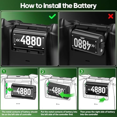 OIVO Rechargeable Battery for Xbox One/Series X/S  4 x 4880mWh Xbox Batteries  Xbx Series Battery Charger Station for Xbx One S X/Elite Controller