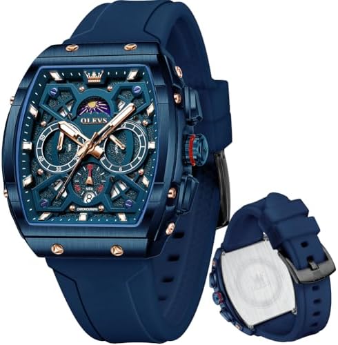 OLEVS Mens Watches Stylish Chronograph Waterproof Luminous Silicon Strap Multifunction Watches for Men Business White Men Wrist Watch