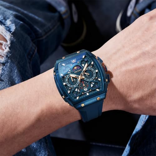 OLEVS Mens Watches Stylish Chronograph Waterproof Luminous Silicon Strap Multifunction Watches for Men Business White Men Wrist Watch