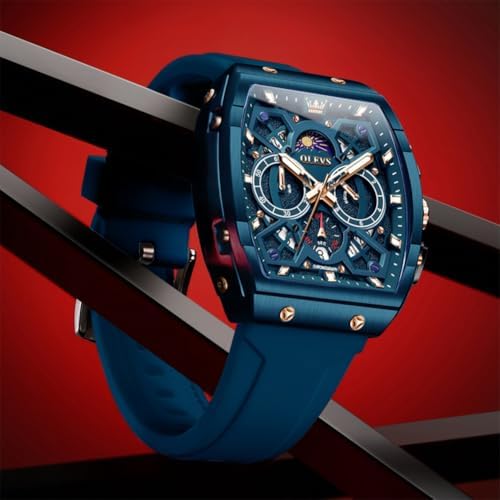 OLEVS Mens Watches Stylish Chronograph Waterproof Luminous Silicon Strap Multifunction Watches for Men Business White Men Wrist Watch