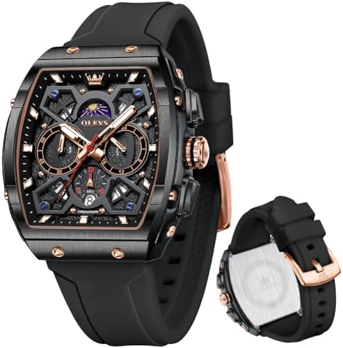 OLEVS Mens Watches Stylish Chronograph Waterproof Luminous Silicon Strap Multifunction Watches for Men Business White Men Wrist Watch