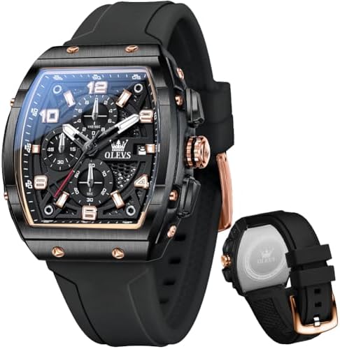 OLEVS Mens Watches Stylish Chronograph Waterproof Luminous Silicon Strap Multifunction Watches for Men Business White Men Wrist Watch
