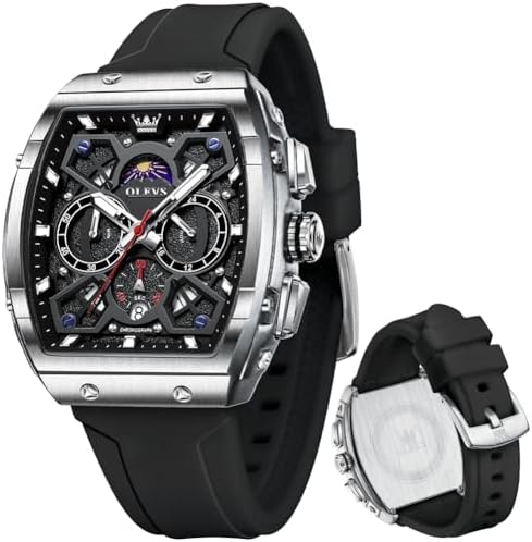 OLEVS Mens Watches Stylish Chronograph Waterproof Luminous Silicon Strap Multifunction Watches for Men Business White Men Wrist Watch