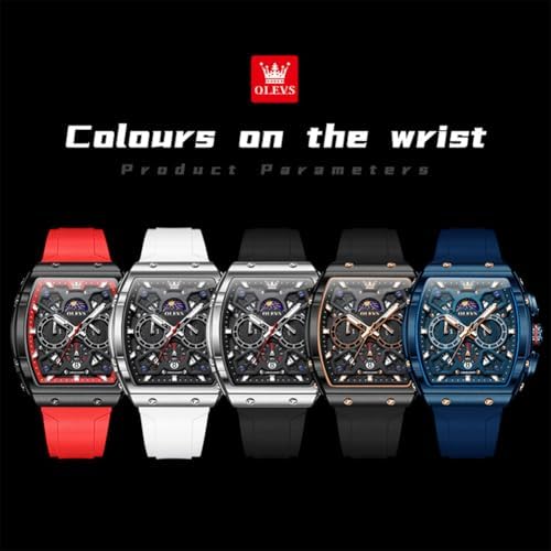 OLEVS Mens Watches Stylish Chronograph Waterproof Luminous Silicon Strap Multifunction Watches for Men Business White Men Wrist Watch