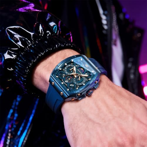 OLEVS Mens Watches Stylish Chronograph Waterproof Luminous Silicon Strap Multifunction Watches for Men Business White Men Wrist Watch