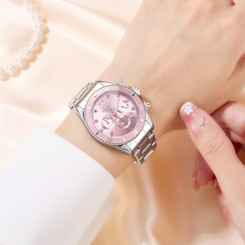 OLEVS Womens Watch Fashion Dress Diamond Female Watches for Ladies Analog Quartz Stainless Steel Waterproof Luminous Day Date Two Tone Wristwatch