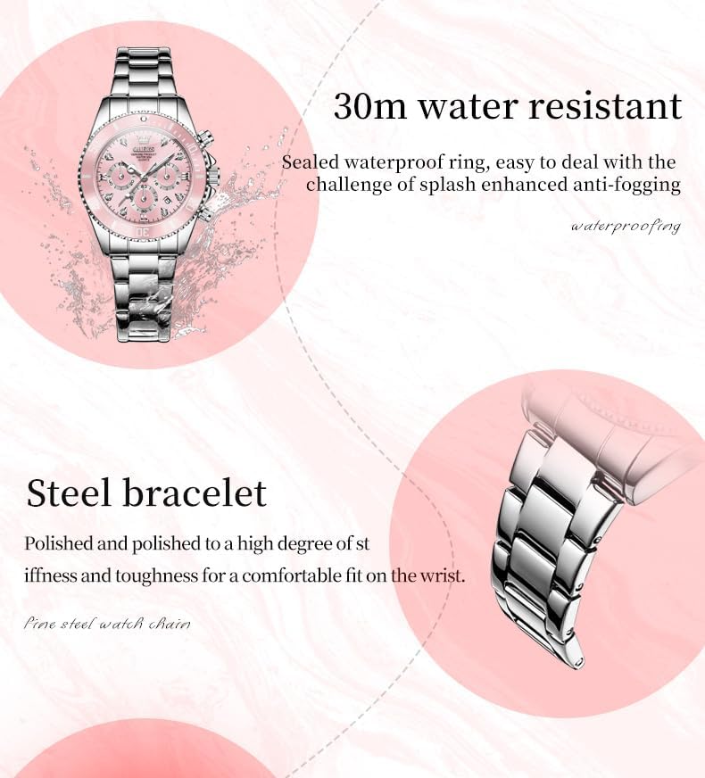 OLEVS Womens Watch Fashion Dress Diamond Female Watches for Ladies Analog Quartz Stainless Steel Waterproof Luminous Day Date Two Tone Wristwatch