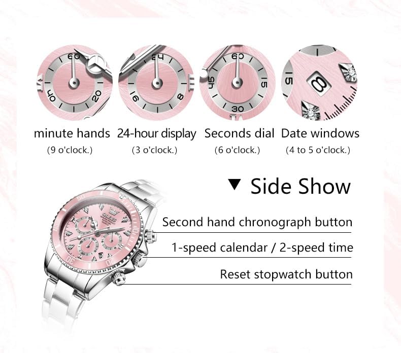 OLEVS Womens Watch Fashion Dress Diamond Female Watches for Ladies Analog Quartz Stainless Steel Waterproof Luminous Day Date Two Tone Wristwatch