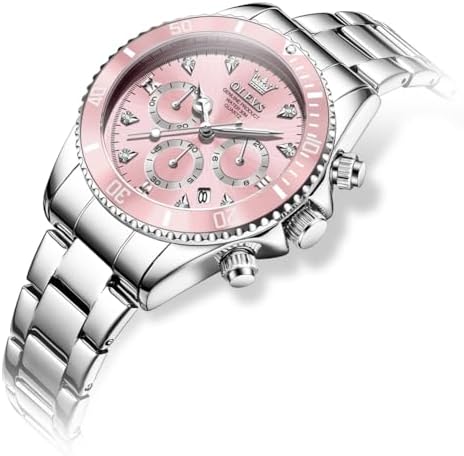 OLEVS Womens Watch Fashion Dress Diamond Female Watches for Ladies Analog Quartz Stainless Steel Waterproof Luminous Day Date Two Tone Wristwatch