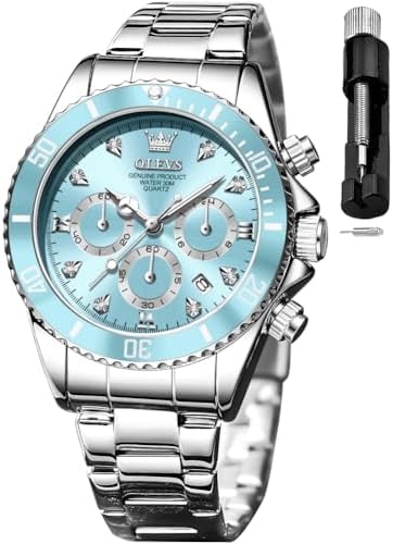 OLEVS Womens Watch Fashion Dress Diamond Female Watches for Ladies Analog Quartz Stainless Steel Waterproof Luminous Day Date Two Tone Wristwatch