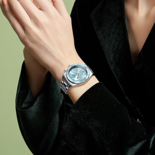 OLEVS Womens Watch Fashion Dress Diamond Female Watches for Ladies Analog Quartz Stainless Steel Waterproof Luminous Day Date Two Tone Wristwatch