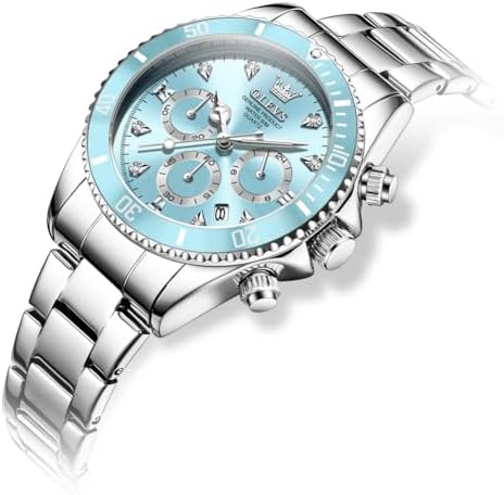 OLEVS Womens Watch Fashion Dress Diamond Female Watches for Ladies Analog Quartz Stainless Steel Waterproof Luminous Day Date Two Tone Wristwatch