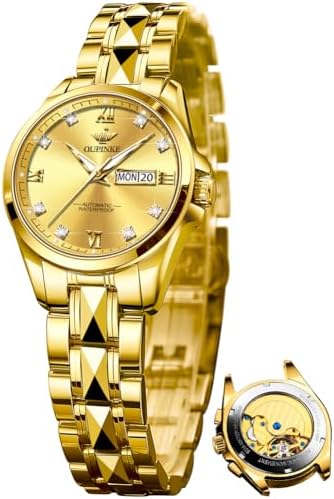 OLEVS Womens Watch Fashion Dress Diamond Female Watches for Ladies Analog Quartz Stainless Steel Waterproof Luminous Day Date Two Tone Wristwatch