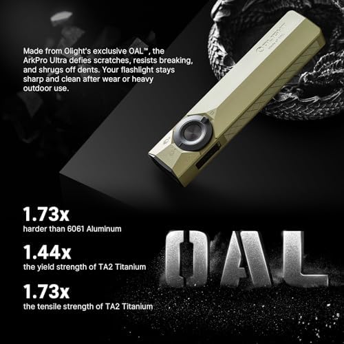 OLIGHT ArkPro Ultra EDC Flat Flashlight  Rechargeable Portable Flash Light  1700 Lumens with White LED  UV and Green Beam for Working  Emergency  Camping  Everyday Carry  Olive Green CW