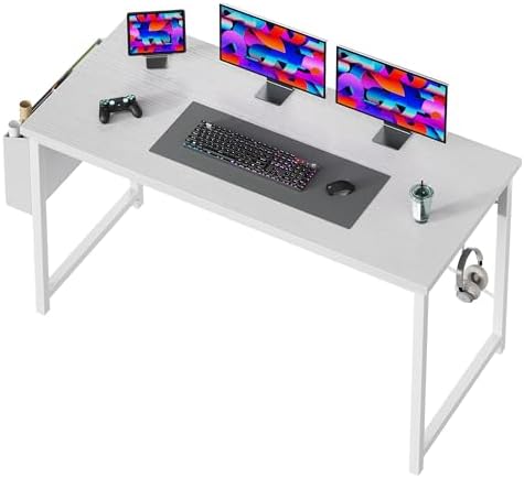 OLIXIS Computer Desk 40 Inch Home Office Desks for Small Spaces  Gaming Writing Study Work Table with Storage Bag and Headphone Hook for Bedroom  Rustic Brown