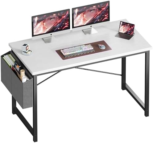 OLIXIS Computer Desk 40 Inch Home Office Desks for Small Spaces  Gaming Writing Study Work Table with Storage Bag and Headphone Hook for Bedroom  Rustic Brown