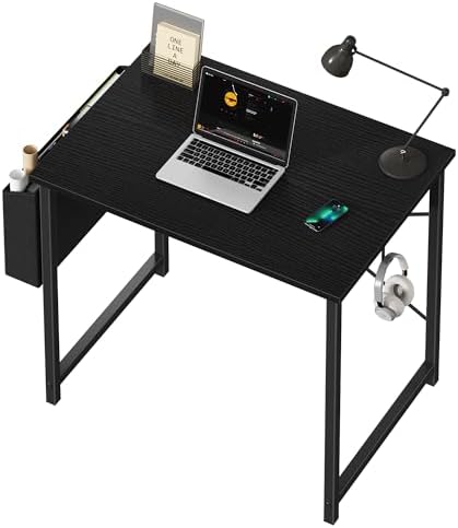 OLIXIS Computer Desk 40 Inch Home Office Desks for Small Spaces  Gaming Writing Study Work Table with Storage Bag and Headphone Hook for Bedroom  Rustic Brown