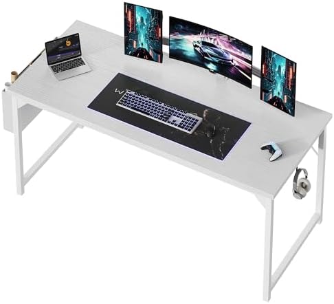 OLIXIS Computer Desk 40 Inch Home Office Desks for Small Spaces  Gaming Writing Study Work Table with Storage Bag and Headphone Hook for Bedroom  Rustic Brown