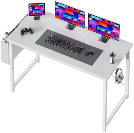 OLIXIS Computer Desk 40 Inch Home Office Desks for Small Spaces  Gaming Writing Study Work Table with Storage Bag and Headphone Hook for Bedroom  Rustic Brown