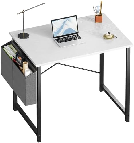 OLIXIS Computer Desk 40 Inch Home Office Desks for Small Spaces  Gaming Writing Study Work Table with Storage Bag and Headphone Hook for Bedroom  Rustic Brown