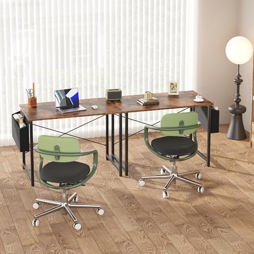 OLIXIS Computer Desk 40 Inch Home Office Desks for Small Spaces  Gaming Writing Study Work Table with Storage Bag and Headphone Hook for Bedroom  Rustic Brown